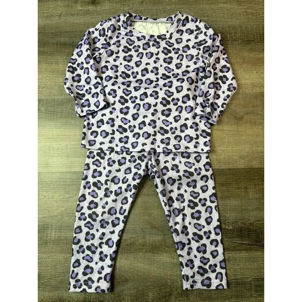 Purple Animal Print Long Sleeve Pants Pajama Set 12-18Months